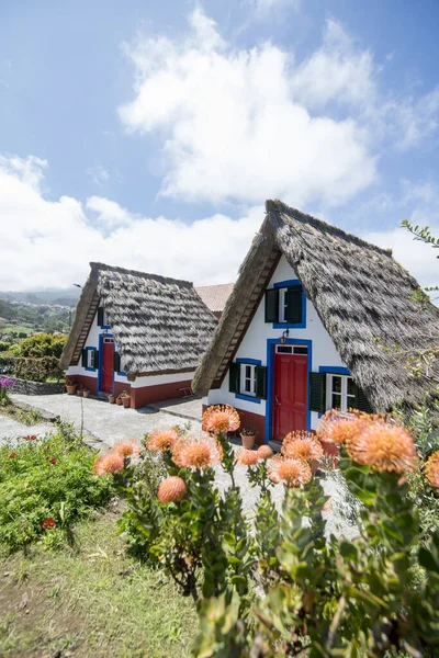 Традиционный Дом Сантаны Casas Colmo Городе Сантана Севере Острова Мадейра — стоковое фото