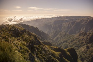 Portekiz 'in Madeira Adası' ndaki Madeira Ulusal Parkı 'nın Peyzaj ve Dağları. Portekiz, Madeira, Nisan 2018