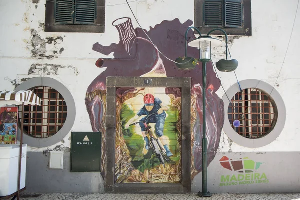 Streetart Painting Town Machico East Madeira Island Madeira Portugal Portugal — Stock Photo, Image