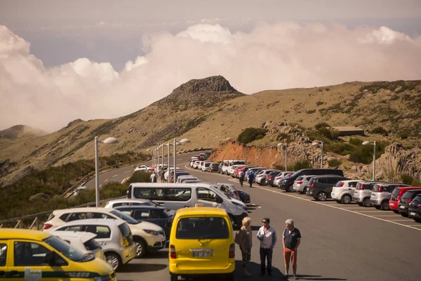 Car Parking Miradouro Juncal Pico Arieiro Inthe Madeira National Park — Stock Photo, Image