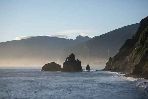 Krajina Pobřeží Mezi Městy Porto Moniz Ribeira Janela Ostrově Madeira — Stock fotografie