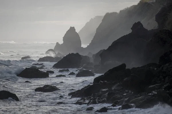 Porto Moniz Város Ribeira Janela Közötti Part Menti Táj Madeira — Stock Fotó