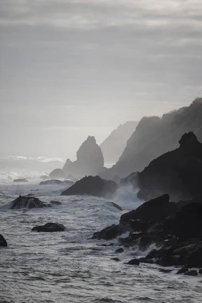 Paisagem Costa Entre Cidade Porto Moniz Ribeira Janela Ilha Madeira — Fotografia de Stock