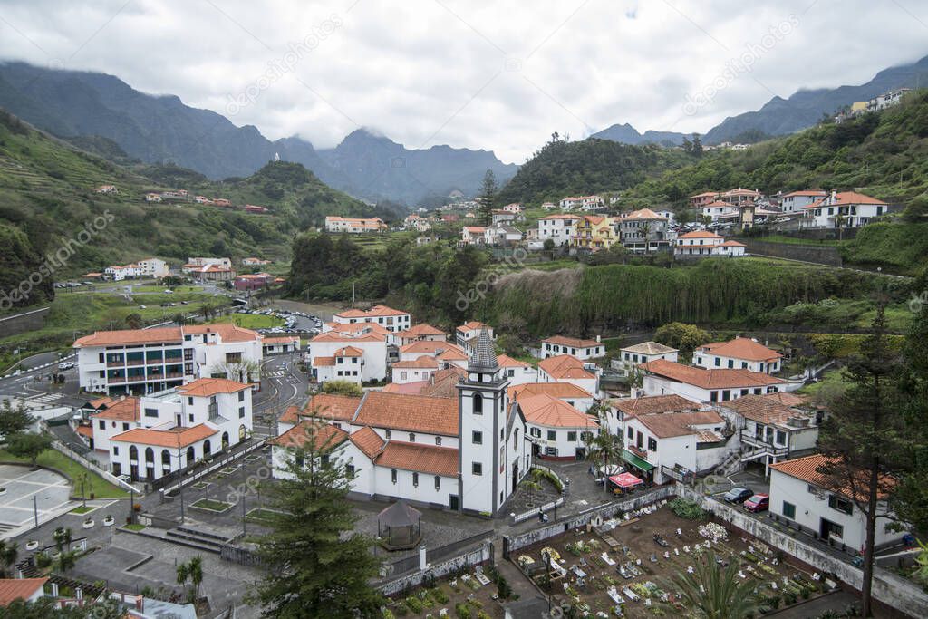 the Town of Sao Vicente on the Island of Madeira in the Atlantic Ocean of Portugal.  Madeira, Porto Moniz, April, 2018