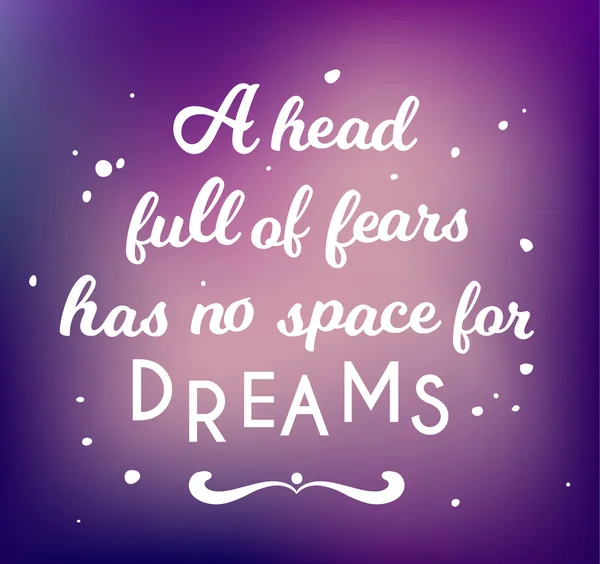 Head full of fears has no space for dreams — Stock Vector