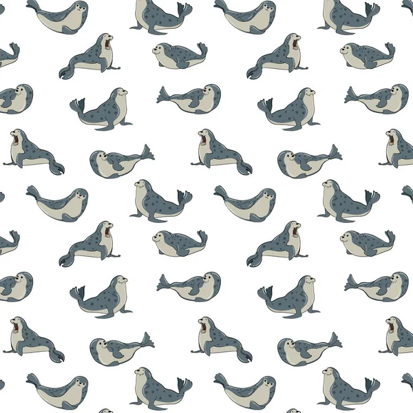 Gray seals on transparent background, pattern — Stock Photo, Image