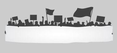 silhouette of cheering or protesting crowd clipart