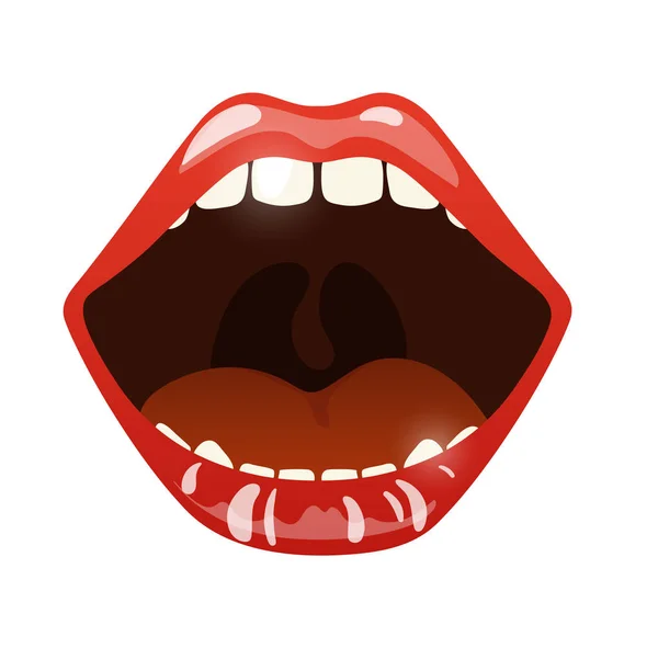 Open mouth with shiny red lipstick — Stock Vector
