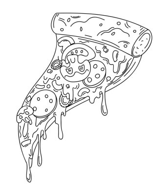 Bir dilim pizza, karikatür vektör çizim