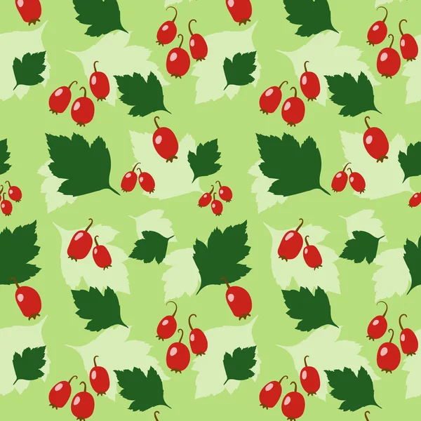 호손 잎과 열매와 원활한 패턴 벡터 — 스톡 벡터