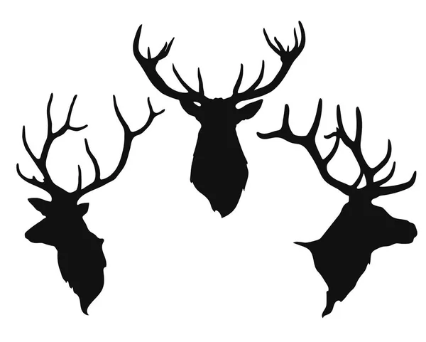 Silhouettes of the buck's heads — Stock Vector