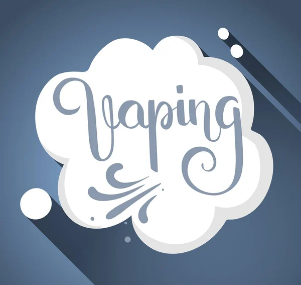 Vector lettering - Vaping - with the steam cloud on a background — Stock Vector