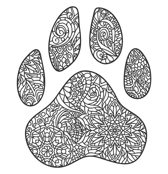 Dog paw print zentagle — Stock Vector