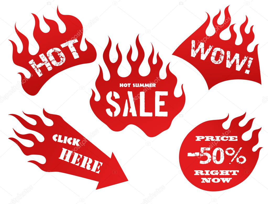 Red flame tag labels