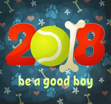 köpek yeşil poligonal arka plan sanat kompozisyonu 2018 yıl