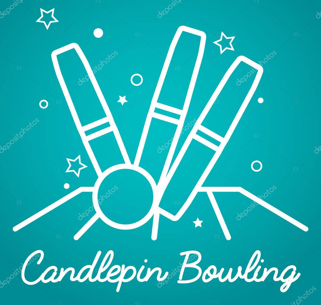 Candlepin bowling, simple vector illustration, schematic logo