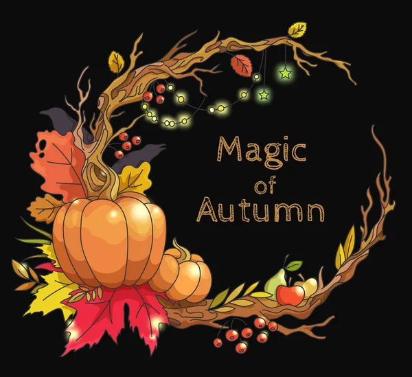 Marco mágico vector otoño — Vector de stock