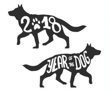 Köpek yürüyüş, vektör çizim silueti