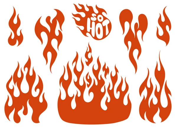 Set elementi fiamma rossa — Vettoriale Stock