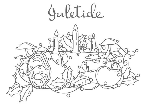 Yule log, outline vector illustration — Stock Vector