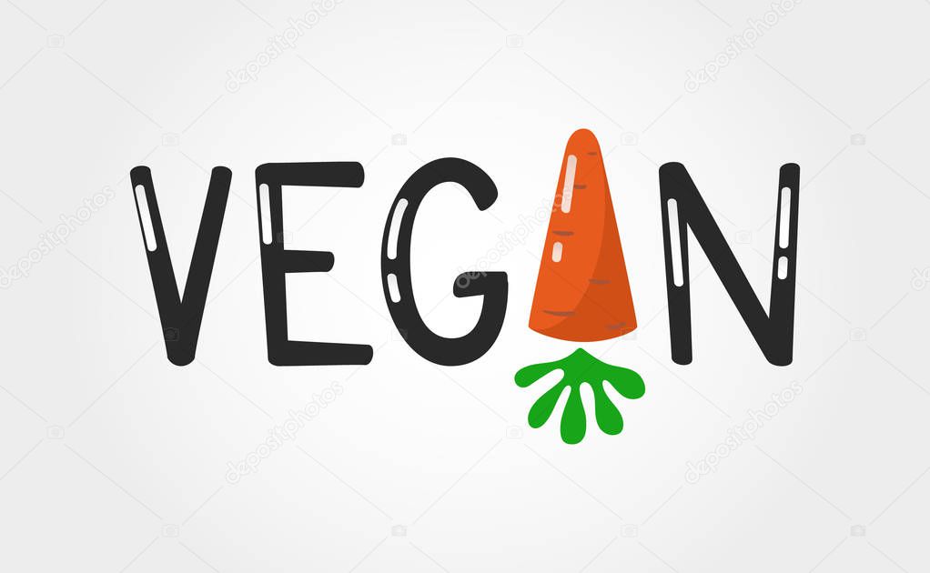 Vegan Logo, color Vector Illustration.