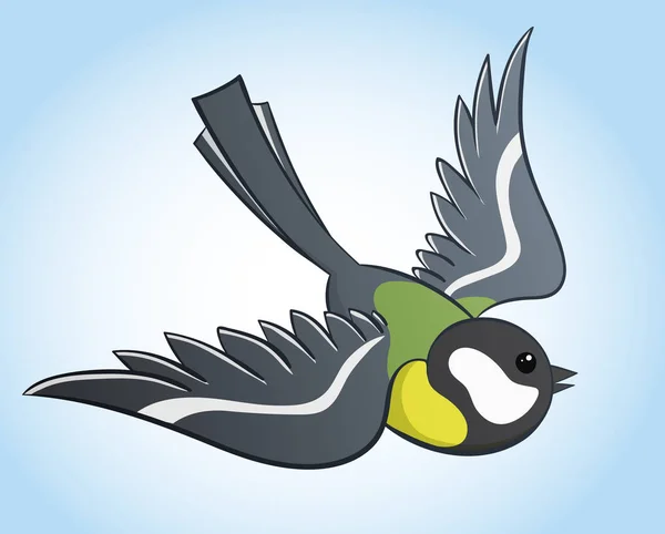 Flying titmouse, ilustración vectorial de dibujos animados — Vector de stock