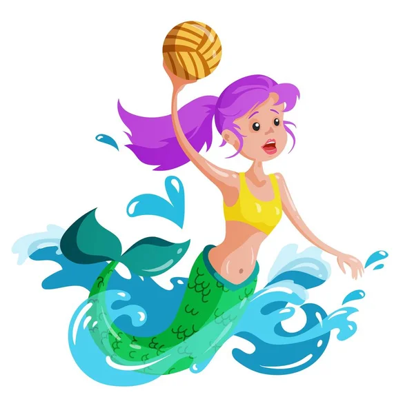 Sirena juega waterpolo — Archivo Imágenes Vectoriales