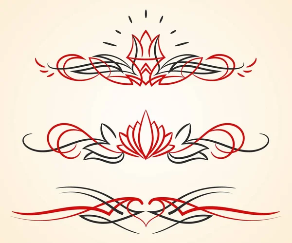 Pinstriping florecer vector ornamentos conjunto — Archivo Imágenes Vectoriales