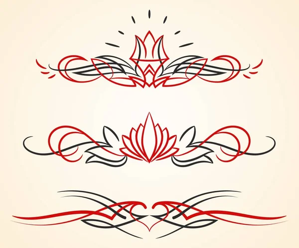 Pinstriping flourish vector ornaments set — Stock Vector