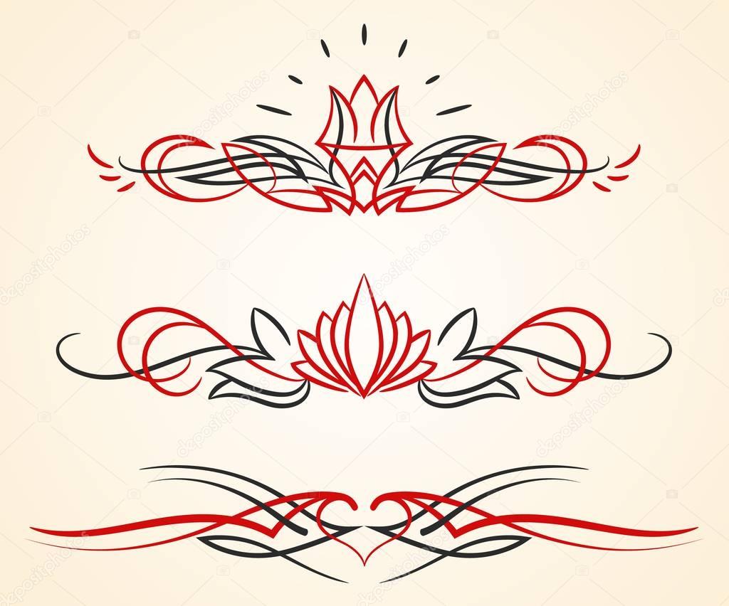 pinstriping flourish vector ornaments set