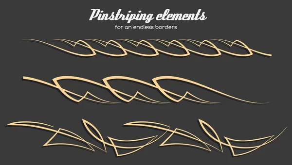 Pinstriping ornament elements, vector set — Stock Vector