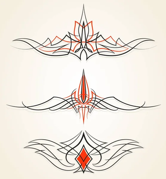 Pinstriping conjunto de adornos, vector conjunto — Vector de stock