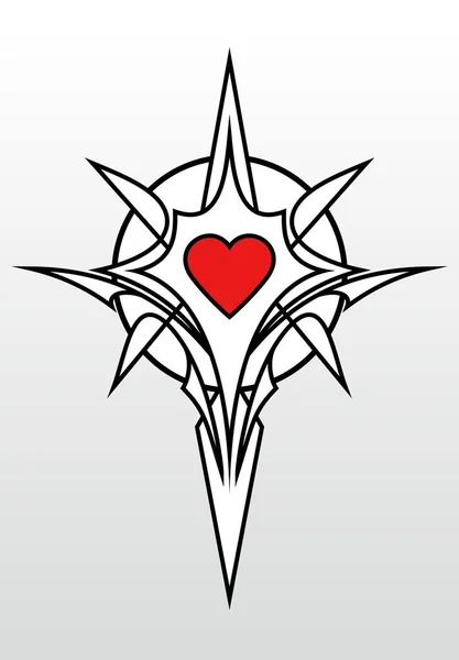 Elemento de diseño elegante con líneas alrededor del símbolo del corazón — Vector de stock