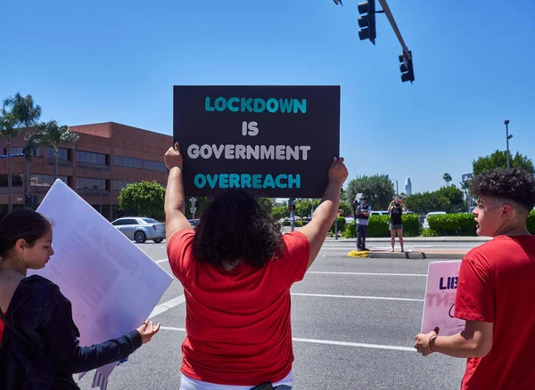 Santa Ana California Usa April 2020 Shutdown Protesters Families Gather — Stock Photo, Image