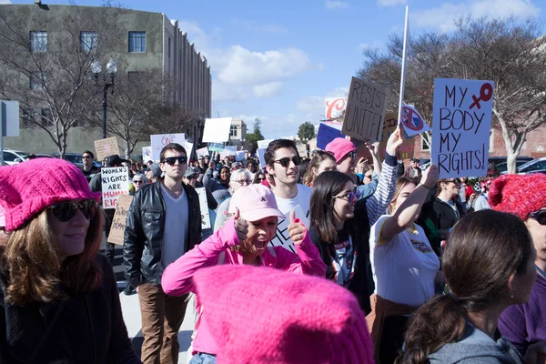 Santa Ana Usa Enero 2017 Participantes Identificadas Marcha Mujeres 2017 — Foto de Stock