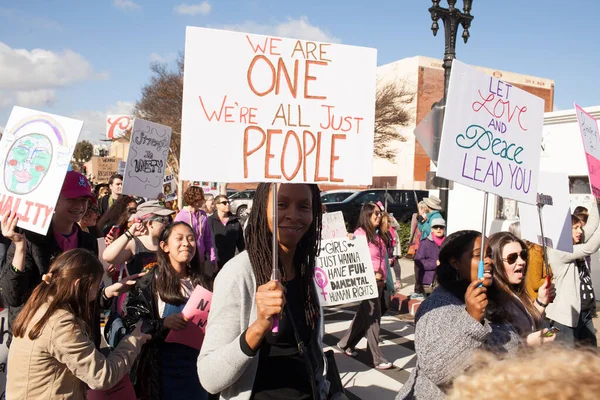 Santa Ana Usa Enero 2017 Participantes Identificadas Marcha Mujeres 2017 — Foto de Stock