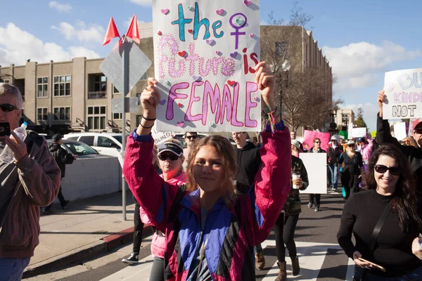 Santa Ana Usa Janeiro 2017 Participantes Não Identificados Marcha Feminina — Fotografia de Stock