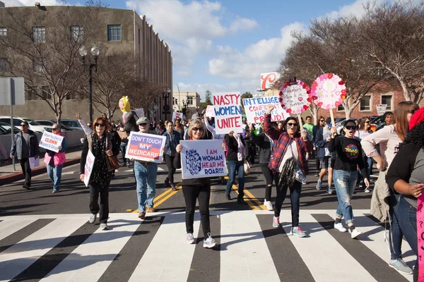 Santa Ana Usa Enero 2017 Participantes Identificadas Marcha Mujeres 2017 — Foto de Stock