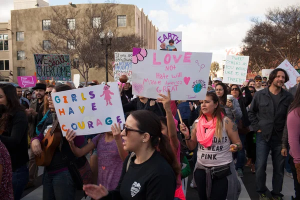 Santa Ana Usa January 2017 Άγνωστοι Συμμετέχοντες Στην Πορεία Γυναικών — Φωτογραφία Αρχείου