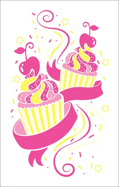 Vector aislado cupcakes coloridos iconos . — Vector de stock