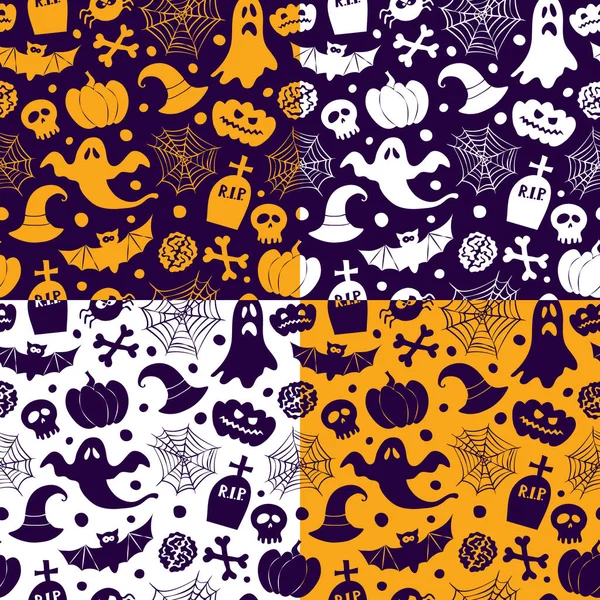 Halloween vector sömlösa mönster ikoner — Stock vektor