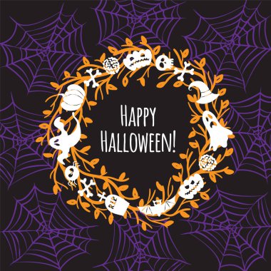 Cadılar Bayramı çelenk için tebrik kartı.