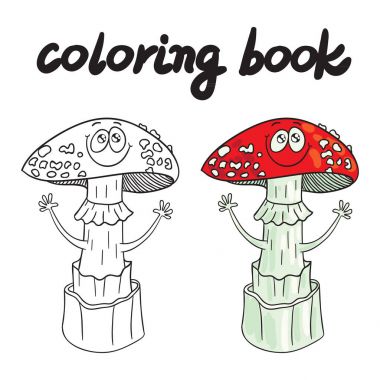 Boyama kitabı mantarı, zehirli bir mantar ile.