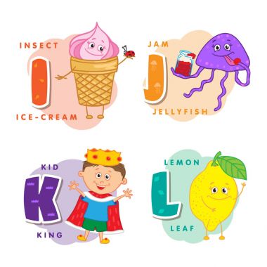 Alfabe çocuk renkli harf I J K L