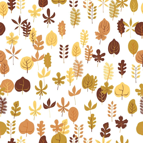 Motif sans couture vectoriel avec feuilles d'automne. — Image vectorielle