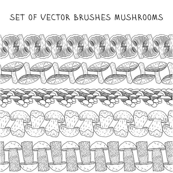 Ensemble de bordures vectorielles Brosser les champignons . — Image vectorielle