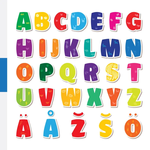 Söt rolig barnslig finska alfabetet. Font vektorillustration — Stock vektor