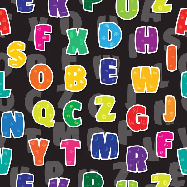 Letras de fundo sem costura crianças alfabeto colorido arco-íris — Vetor de Stock