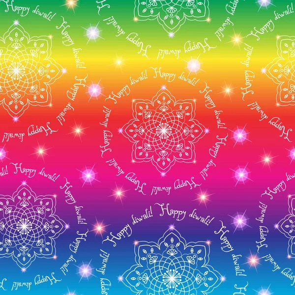 Diwali el Festival Indio de las Luces. Patrón de vector inconsútil — Vector de stock