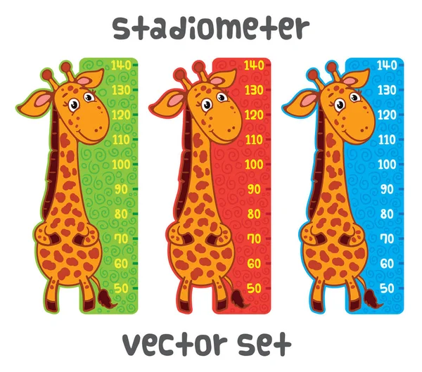 Cute giraffe meter wall from 50 to 140 centimeter — Stock Vector